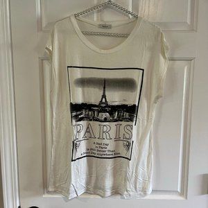 TeenBell Ladies Round Neck Short Sleeve Paris Graphic Tee Size L